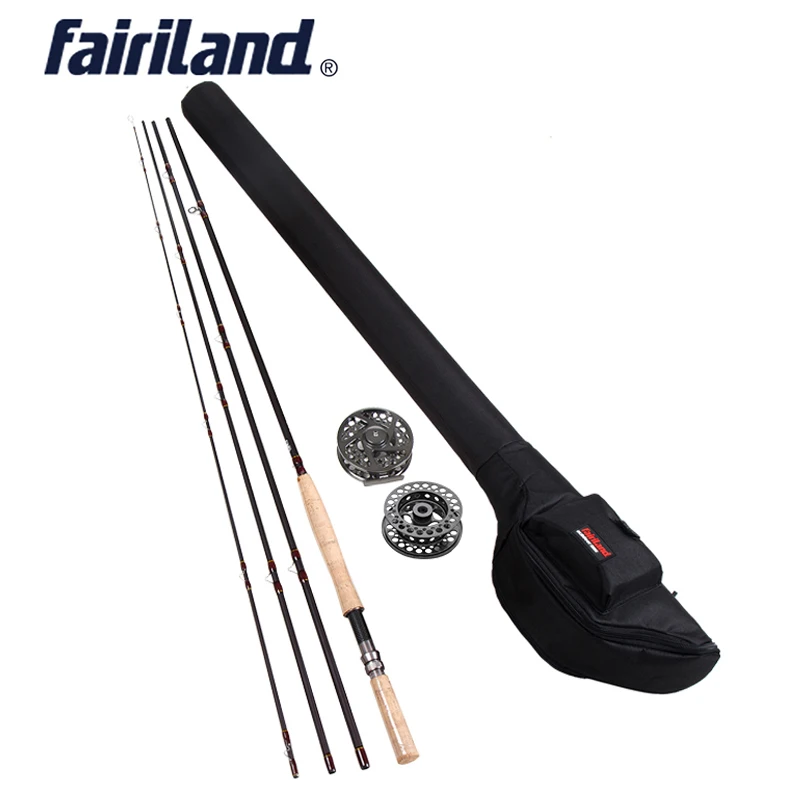 

Fly Fishing rod combo 9/10 11/12 4.2M((14') 4 sections fly rod, fishing Reel, Large Arbor fly reel rod combo with black rod bag