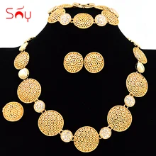 Солнечные ювелирные изделия классические свадебные ювелирные изделия для женщин Свадебные ювелирные изделия набор ожерелье серьги кольцо браслет для вечерние ювелирные изделия