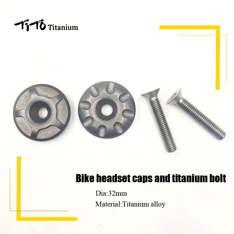 

TiTo Mountain Bike Headset Caps Bicycle Parts Titanium CNC Headset Top Cap and Titanium Bolt M6*30