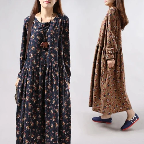 Платье Mferlier женское винтажное длинное с длинным рукавом|cotton maxi dress|maxi dresswomen dress |