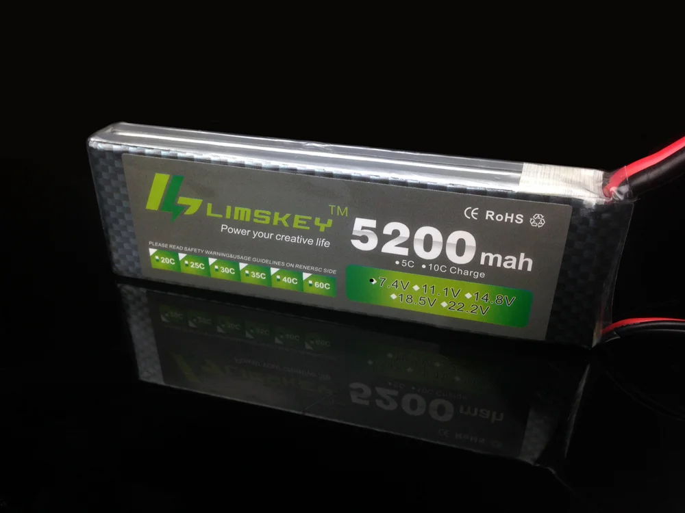 

Limskey Power 7.4V 5200mAh Lipo Battery 30C 2S Battery 7.4 V battery 5200 mAh 30C 7.4v Lithium-Polymer Batterie For RC Car boat