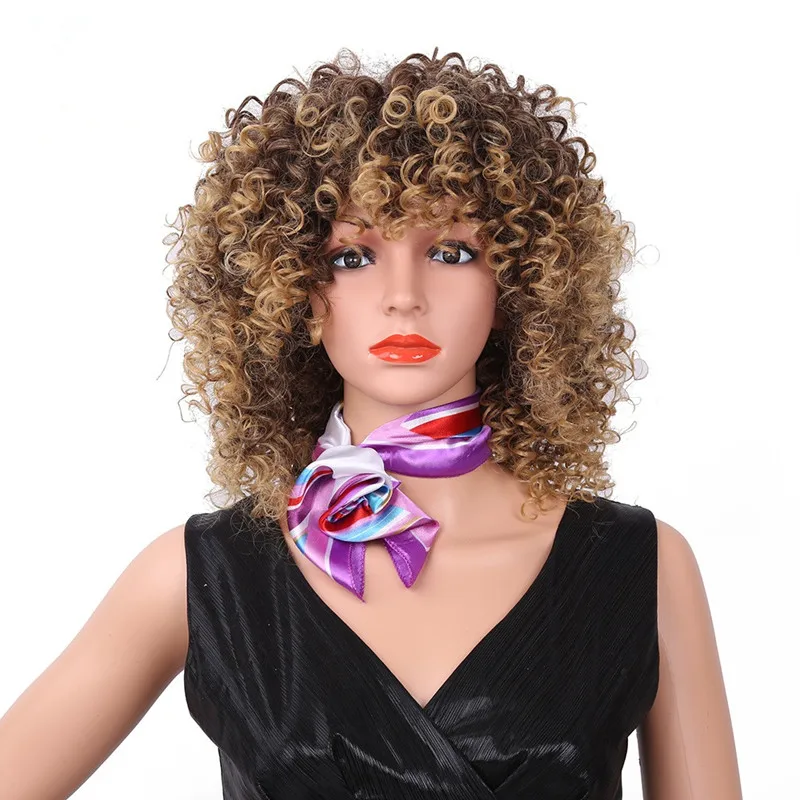 Blonde Mixed Brown Synthetic Wigs African Hairstyle (1)
