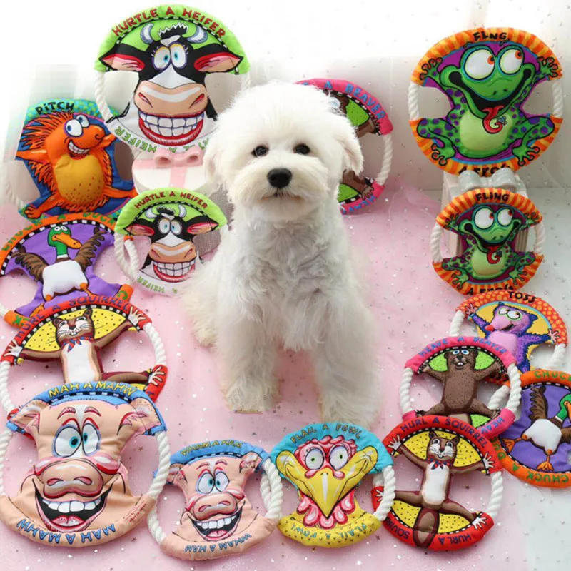 DTSQSS Pet Toy Fat Cat Cartoon Canvas Pet Dog Cat Molar Tooth Toy Outdoor Funny Dog ​​training Frisbee Toy pet toy Color : 5, Size : 17cm 