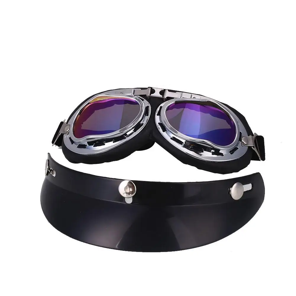 

Leather Helmet Windproof Mirror Wind Goggles Motorcycle Sun Visor Woman