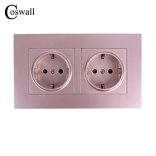 COSWALL Высокое качество стены Мощность Двойной разъем заземлен 16A ЕС стандартный Электрический двойной выход 146 мм* 86 мм