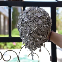 BRITNRY, настоящие фотографии, Каскадный каплевидный букет, серебряная брошь, свадебные аксессуары, букеты, ювелирный букет, кристалл, Каскадный букет