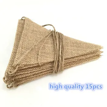 

DIY Hessian Jute Burlap Banner, Hand Painted Wedding Decoration, Birthday and Kids Party, 15pcs, 14ft AA8034