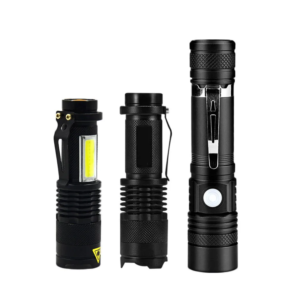 

USB LED Flashlight Torch 2000LM T6 Mini Led Flashlights COB AA/14500 Adjustable Zoom Focus Torch Q5 Flash Light 18650 Penlight