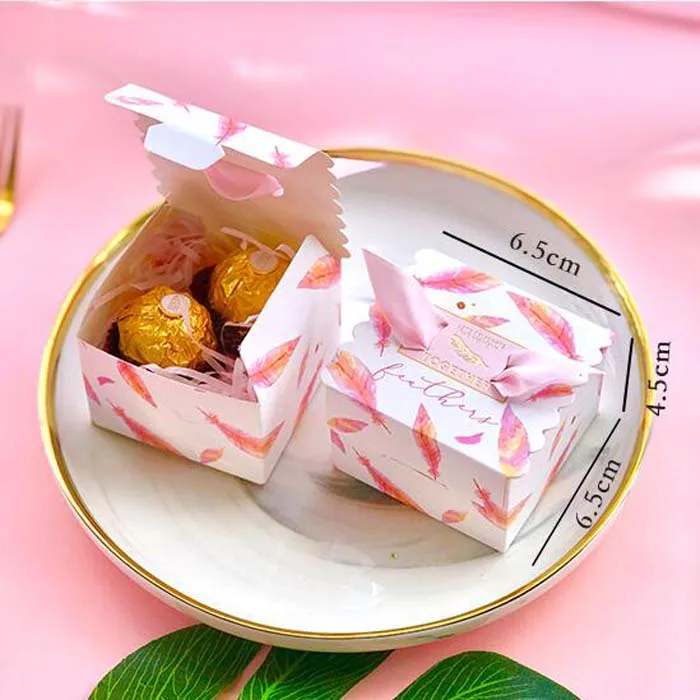 100 шт./50 шт. свадебный подарок Коробки Бумага Cake Box Baby Shower пользу Коробки конфеты коробка с лентой
