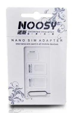white 100 комплекты(400 шт) 4 в 1 Noosy Nano Micro SIM карты адаптера Eject Pin для iPhone 5 5S для iPhone 6 6 плюс 7 7 plus с розничной коробке - Цвет: white