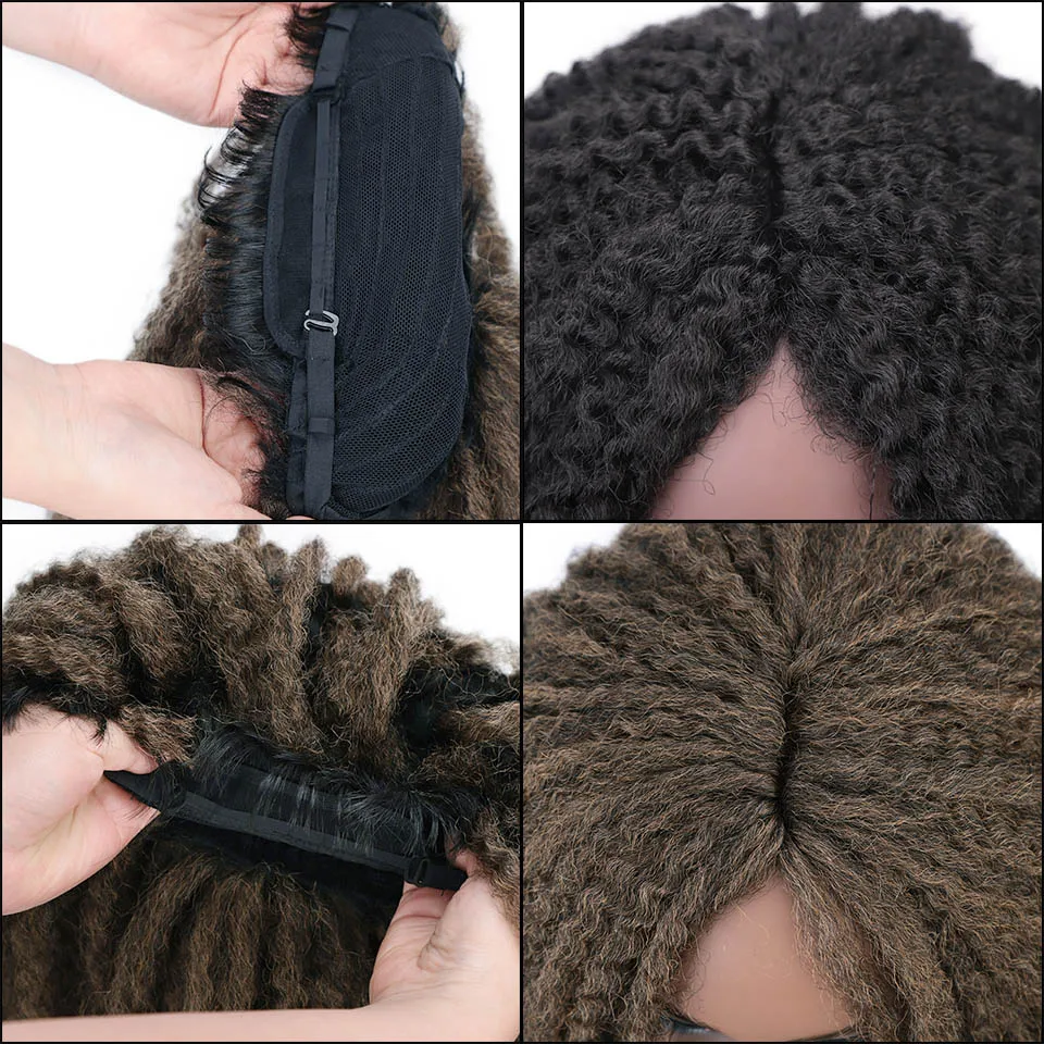 Doris beauty Dreadlock Marley косы Омбре оплетение волос Парик Синтетический Afor кудрявый парик, черный, Омбре коричневый для женщин/мужчин