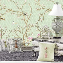 Пользовательские печати DIY ткани и текстильные обои для стен одежда льняная жаккардовая для гостиной фрески Цветок китайский птица