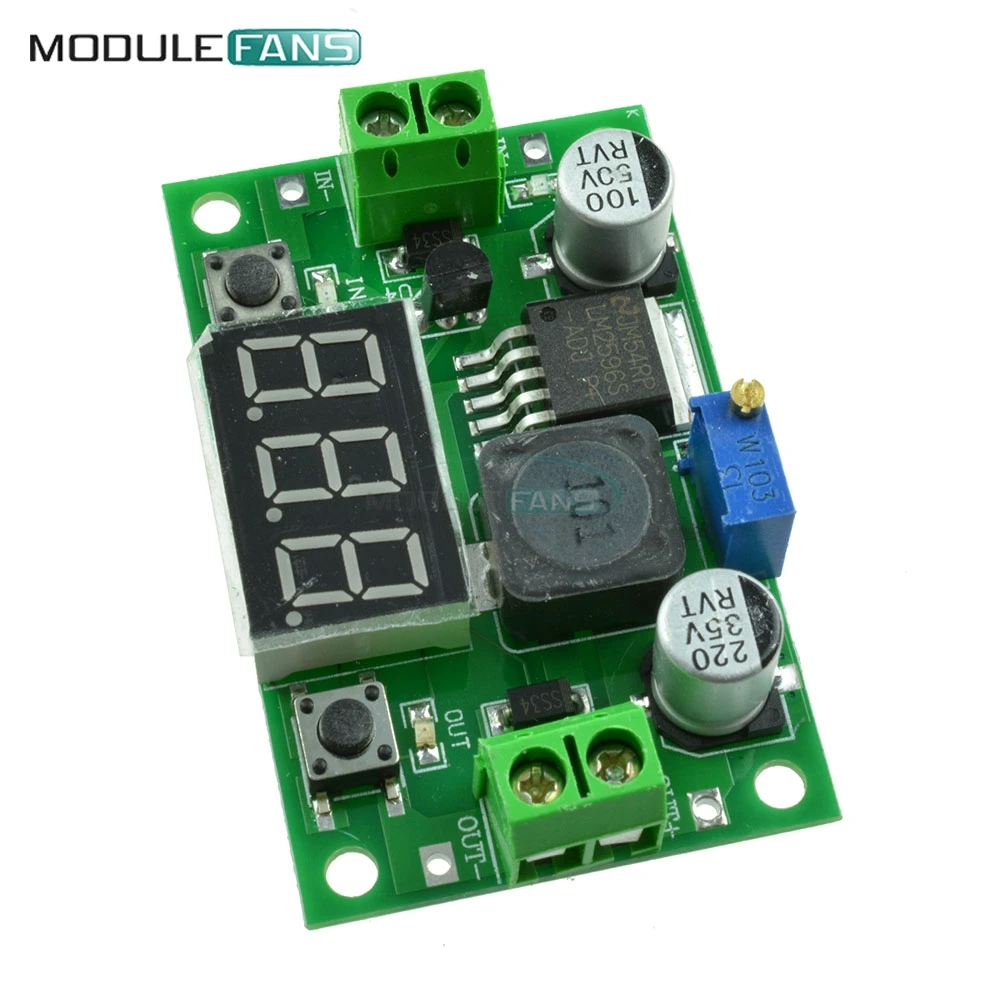 LM2596 понижающий преобразователь мощности светодиодный цифровой вольтметр дисплей Регулируемый Модуль DC-DC 2A защита от короткого замыкания