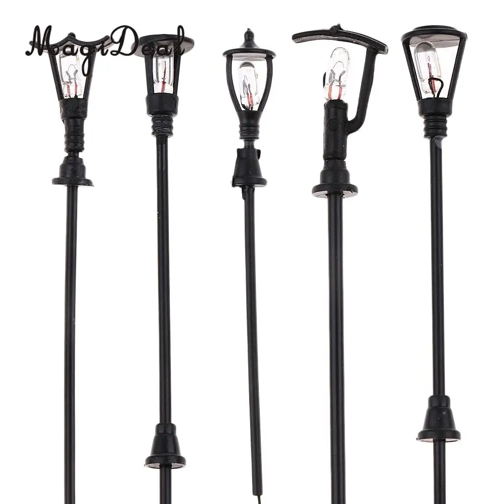 MagiDeal 20Pcs 1/100 Model Railway Led Lamppost Lamps Yard Street Lights HO Scale 7cm 12V Model Outdoor Lamp Yard Light Leds