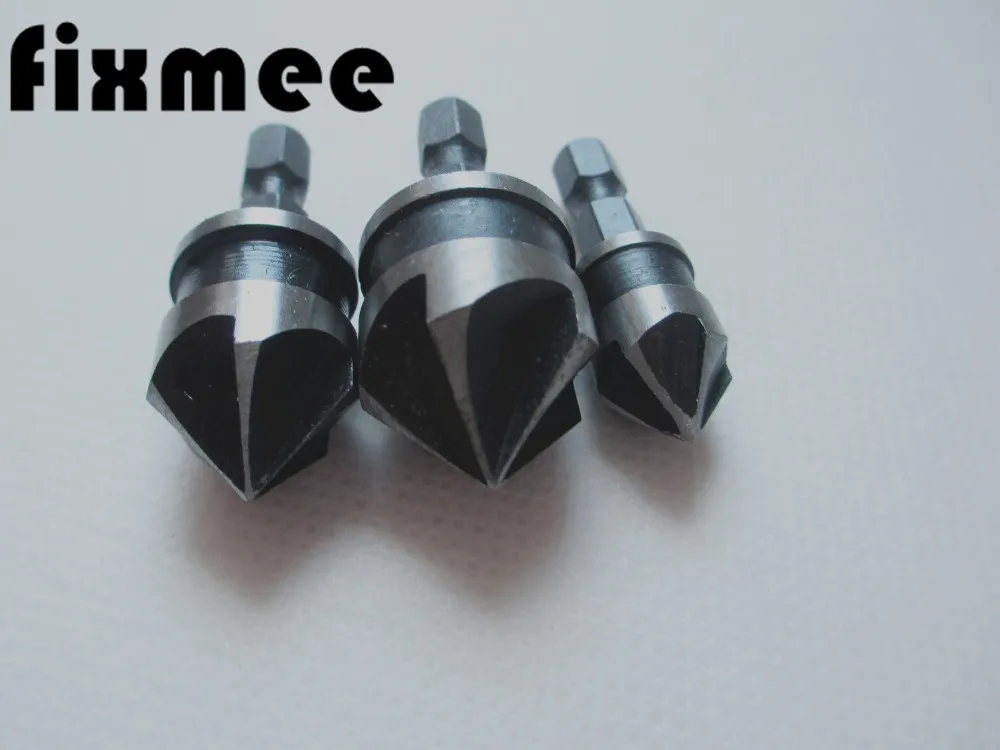 Fixmee 3 шт шестигранным хвостовиком 5 Флейта 90 Dgree черный оксид сверла зенкер