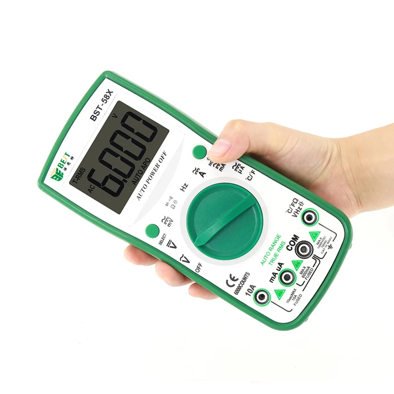 

BST-58X Auto Range Multimeter Digital 6000 Counts AC DC NCV Frequency Ammeter for Phone Repair Tester Tool