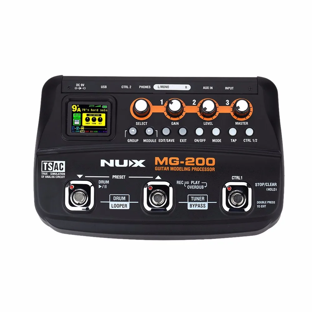 

NUX MG-200 Guitar Effects Processor Models Multi Guitar Effect Pedal 55 Effects 70 Seconds Recording Guitar Looper Drum Machine