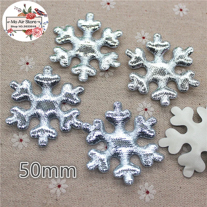 

20/30pcs Cloth Sequins patches Christmas silver snowflake leaf Appliques for clothes Sewing Supplies diy craft ornament