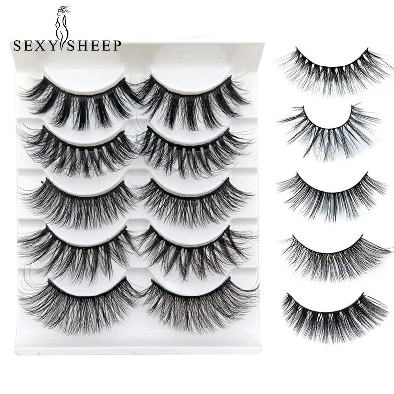 

SEXYSHEEP 5 pairs 3D Mink Eyelashes Natural False Eyelashes 10style Lashes Soft Fake Eyelashes Extension Makeup Kit Cilios