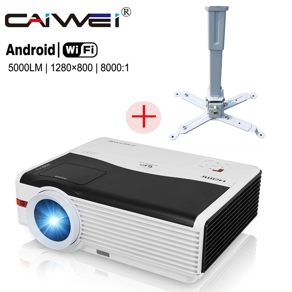 

CAIWEI LCD Projector Android Wireless Wifi LED Beamer HD 1080P Video Home Theater Proyector with Mounted Bracket