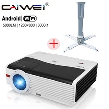 CAIWEI LCD Projector Android Wireless Wifi LED Beamer HD 1080P Video Home Theater Proyector with Mounted Bracket