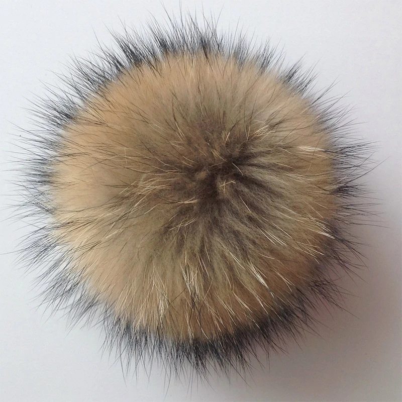 

100% Natural Raccoon Fluffy Fur Pompon Hats Colourful Real Fur Big Ball Pom Pom for Caps Skullies Knitted Beanies Hats 12-14cm
