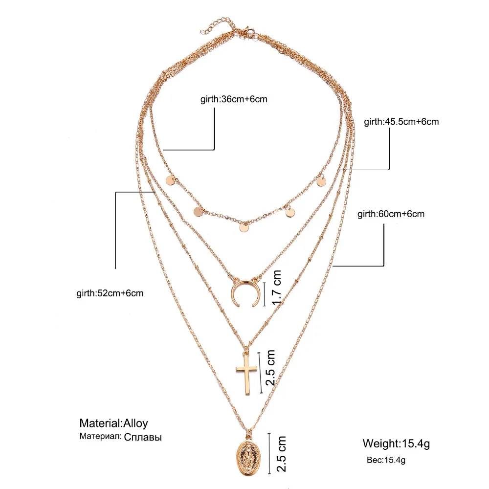 Vintage Punk Beads Wave Pendant Necklaces For Women Girl 2018 New Bohemian Long Sequins Cross Necklace Collar Jewelry Gift