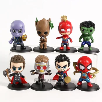 

Avengers Endgame Thanos Captain Marvel Hulk Iron Spider Doctor Strange Thor Star Lord Tree Man PVC Figures Toys 8pcs/set