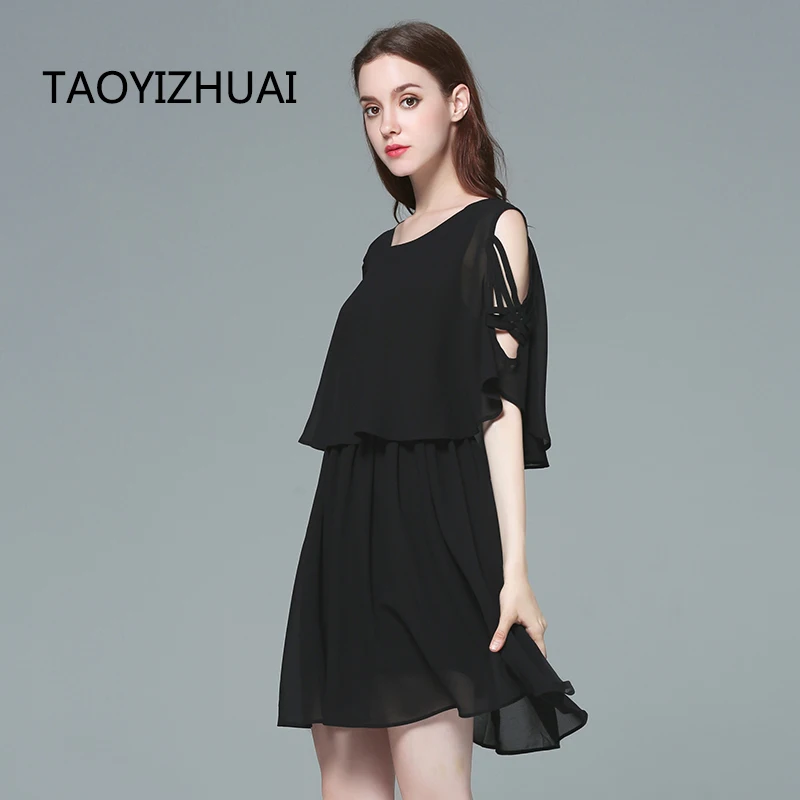 

TAOYIZHUAI Summer New Arrival Straight Petal Half Sleeves Casual Style Plus Size Elegant Loose Above Knee Female Dress 11542