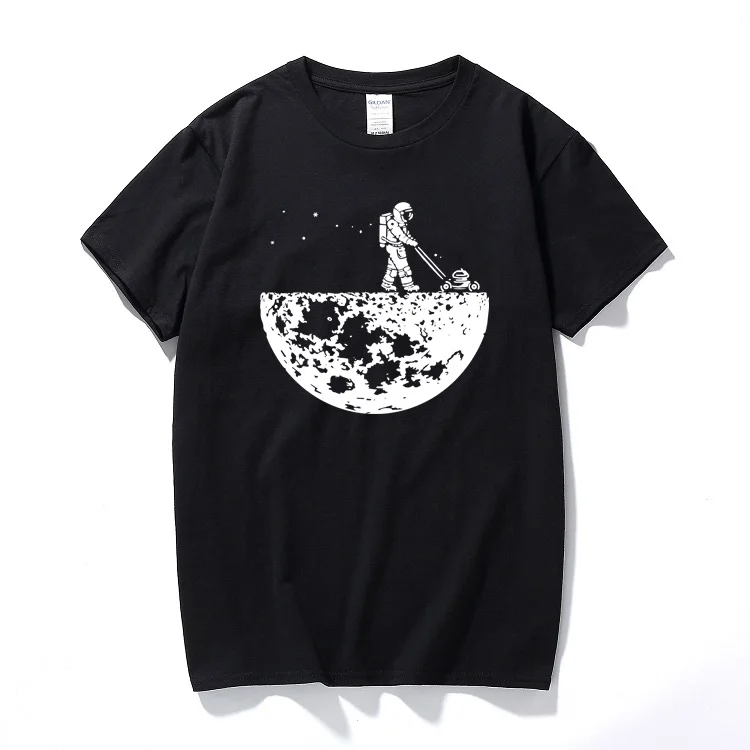 

Develop The Moon T-shirts Men's Creative Design Summer Tee shirts Casual Streetwear Cotton Tops Funny T shirts Men Black