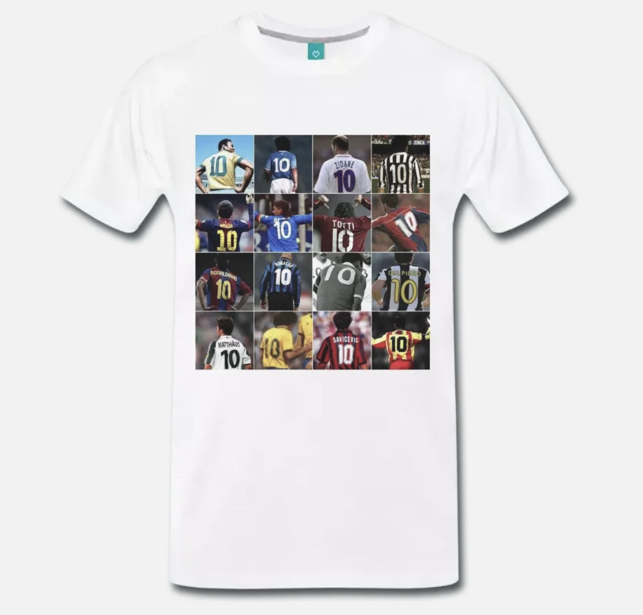 

T-SHIRT MAGLIA MARADONA PELE' BAGGIO ZIDANE TOTTI NUMERI 10 VINTAGE Football Cool Casual pride t shirt men Unisex Fashion