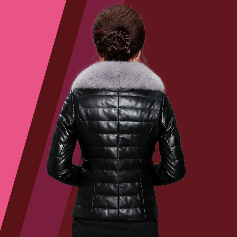 Tcyeek натуральная кожа куртка для женщин Зимний пуховик женский воротник из натурального Лисьего меха натуральная овчина верхняя одежда тонкие пальто LWL1205