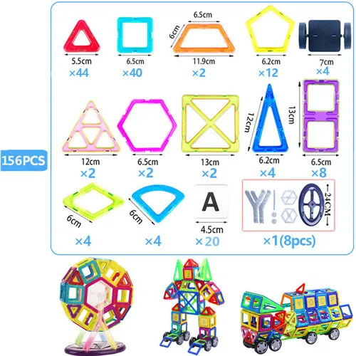 77/156 шт Большой размер креативные магнитные строительные блоки Набор Магнитных плиток дошкольные образовательные строительные наборы игрушки для детей - Цвет: 156pcs set