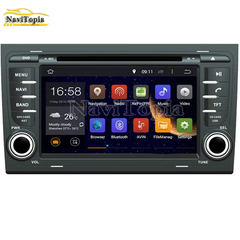 Sale NAVITOPIA 4G RAM 64G ROM PX6 Six Core Android 9.0 Car DVD Player GPS Navigation for Audi A4 2002-2008 for SEAT EXEO 2010- 1