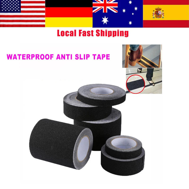 

Waterproof Anti Slip Tape Adhesive tape Safety Stair Floor Grip Tapes Sticker High Grip Tape Strips Bathroom Kitchen Use Black