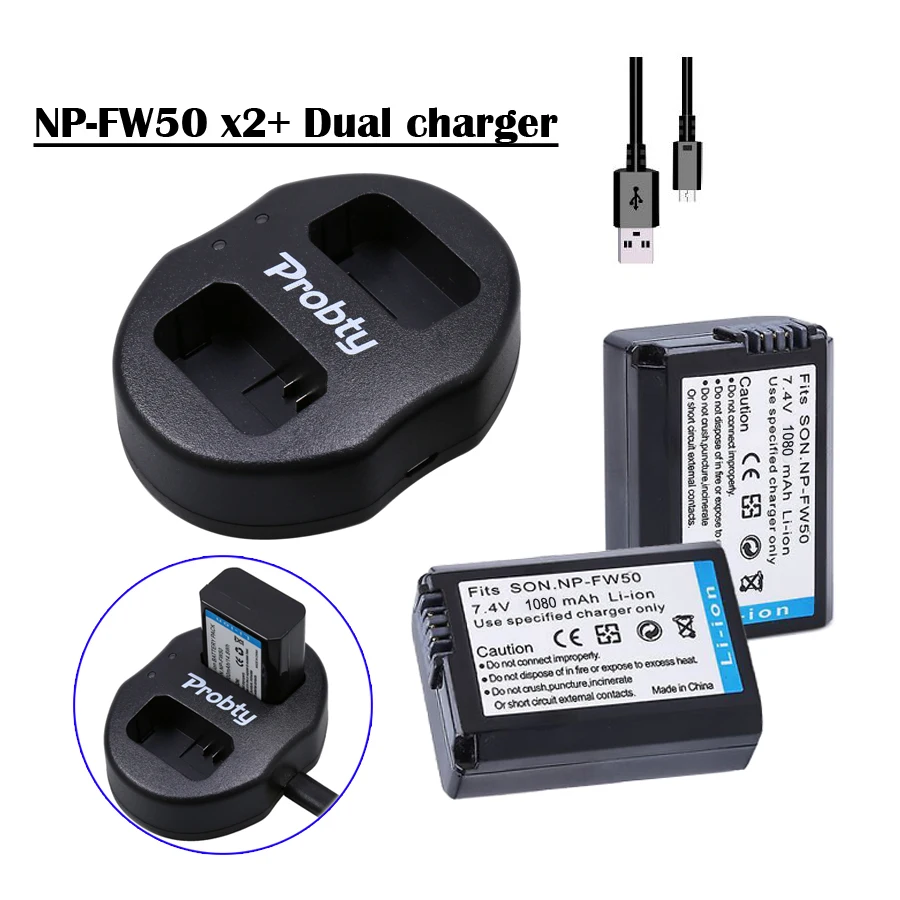 New NP-FW50 USB Dual charger+2x NP FW50 batteries for Sony NEX-5 NEX-7 SLT-A55 A33 A55 A37 A3000 A5000 A5100 A6000 A6300 A7000