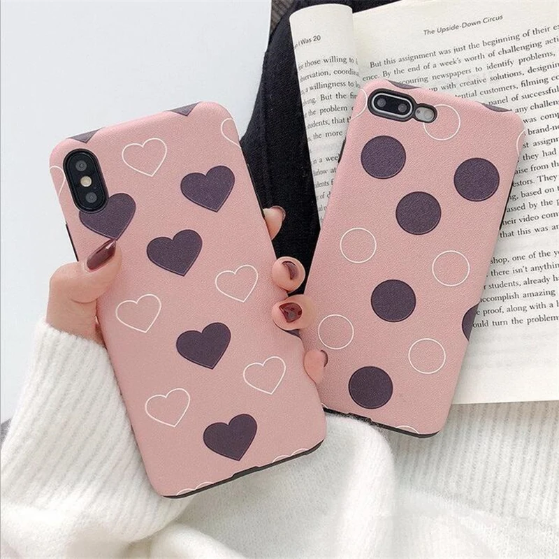 

Love Wave Point Pattern Phone Case for iphone 8 7 6 S 6s Plus Tpu Soft Shell Anti-drop Phone Shell for iphone XS Max/XR
