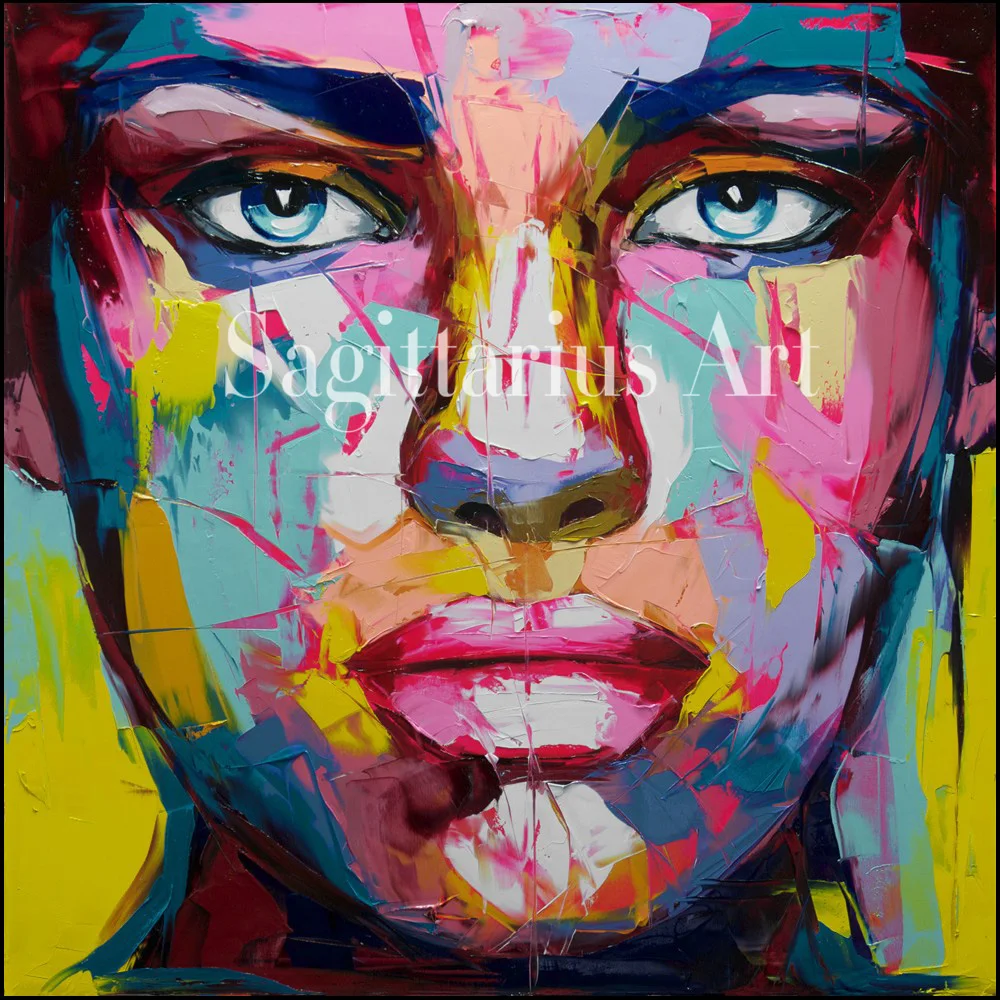 

high quality Hand Painted Palette knife Home Decoration Living Room Oil Painting Canvens Face Francoise Nielly Pop Art Fine Art