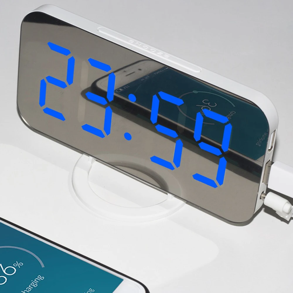 Mirror Alarm Clock Snooze LED Digital Alarm Clocks LED for Bedroom