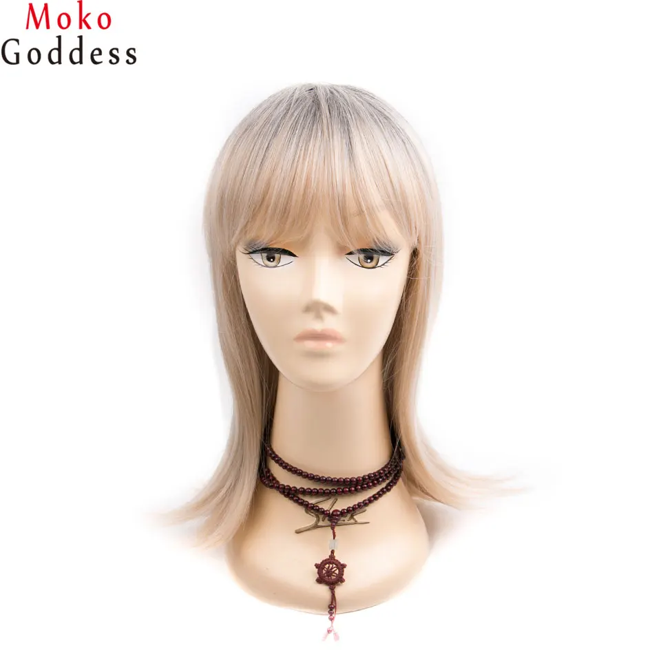 MoKoGoddess Омбре коричневый блонд парик высокая плотность температура Синтетические парики для черный/белый для женщин косплей парик