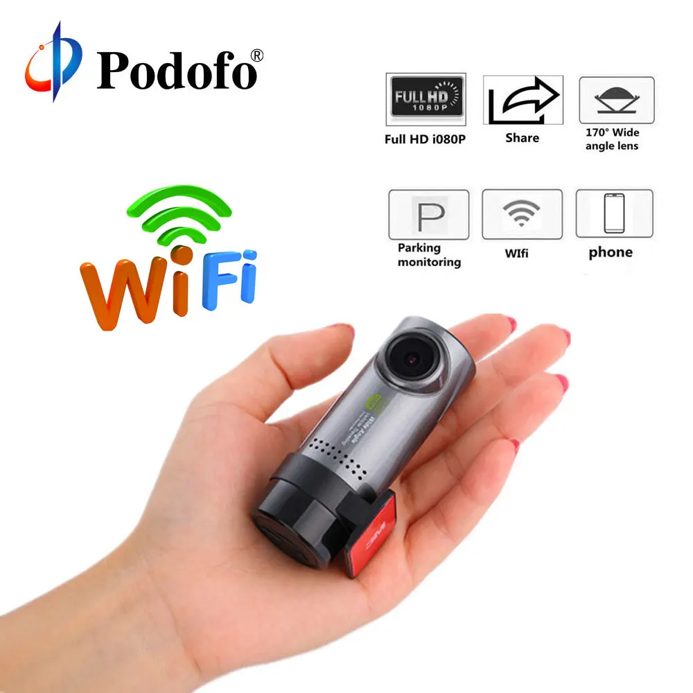

Podofo Mini WIFI Wireless DVRs Car DVR Camera DashCam 360degrees Rotation Video Recorder Digital Registrar Camcorder APP Monitor