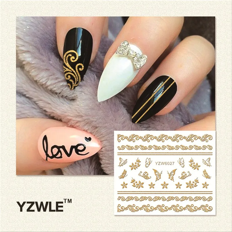 YWK 1 лист Горячие золотые стикеры 3D на ногти Nail Art DIY ногтей декоративные наклейки фольга обертывания Маникюр Инструменты для укладки(YZW-6027