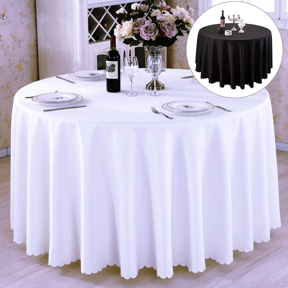 

Round Tablecloth Wedding Table Cloth Solid Color for Birthday Party Hotel Dining Coffee Cover Home Decor White Black Restaurant