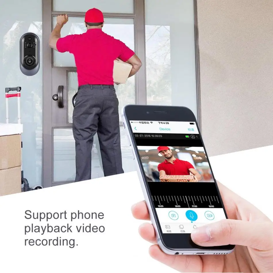 Тембр inalambrico умный беспроводной дверной звонок WiFi HD умная камера дверной звонок ИК видеодомофон для домашней безопасности