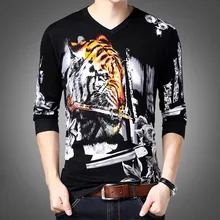 Бутик-пуловер с принтом тигра в китайском стиле вязаный свитер осень качественный мягкий удобный свитер menM-3XL