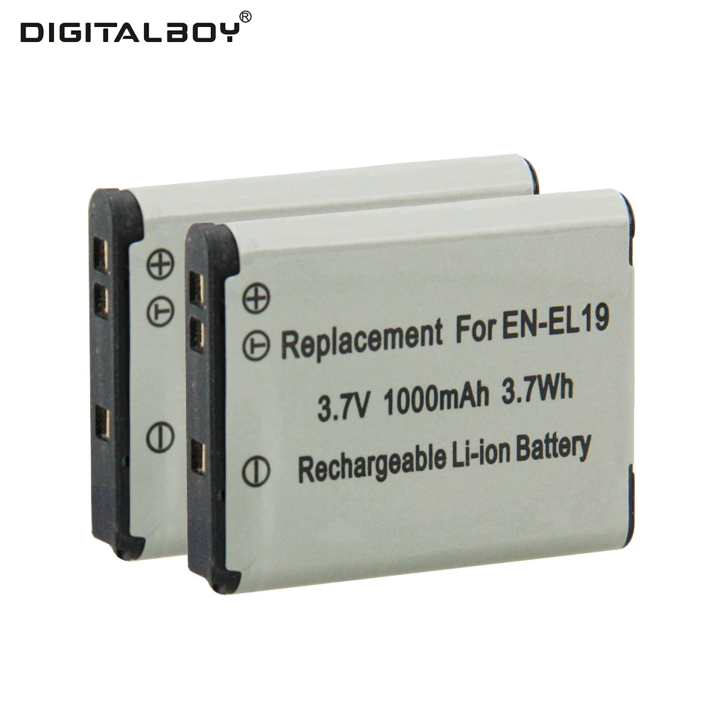 1000 мАч 2 шт. EN-EL19 en el19 ENEL19 Перезаряжаемые Батарея для Nikon S2500 S2600 S2700 S3100 S3200 S3300 S3500 S4100