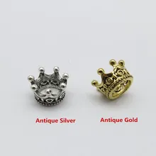 10 шт./упак. античное серебро/Античная Золотая Корона в африканском стиле подвязанные лентой, с объемной волной, дредлоки, для увеличения объема, бусины Кольца Аксессуары к направляющей трубе приблизительно 6 мм отверстие