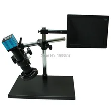 Industria de Vídeo HDMI HD Digital USB Microscopio Cámara Set + Gran Auge Estéreo Soporte De Mesa + 180X C-MONTAJE de La Lente + LED + de $ number pulgadas Monitor HD