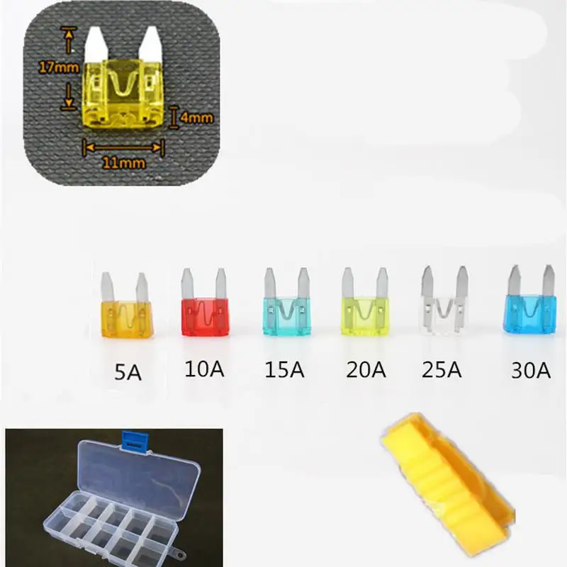 Universal 48PCS Car Mini Blade Fuse Set for Auto Car Truck Motorcycle SUV ATM Assorted 5A/10A/ 15A/20A/25A/30A Fuse Set