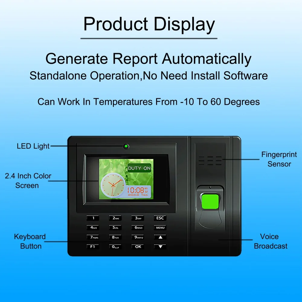 Eseye Biometric Fingerprint Time Attendance System USB Office Attendance  System Employee Time Clock Recorder Reader Machine    